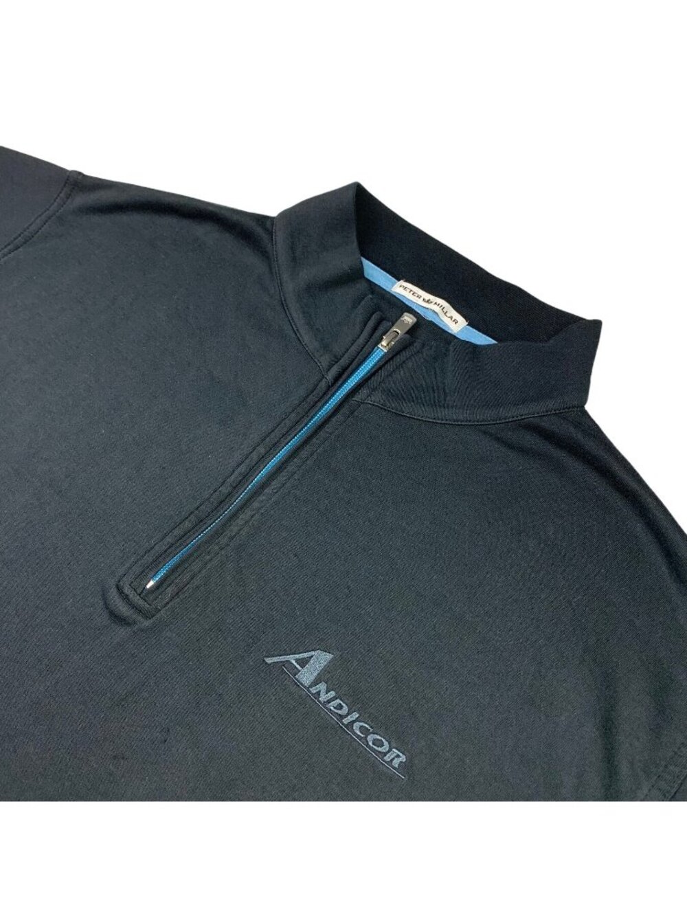 Peter Millar Men's 100% Cotton 1/4 Zip Mock Neck Pullover Sweater Black • 2XL